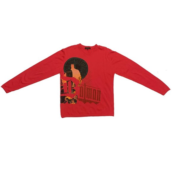 Raw7 DC Comics Batman Long Sleeve Shirt Red - Picture 1 of 6